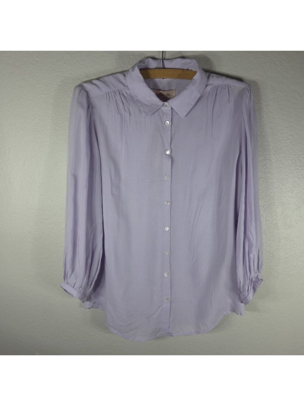 Philosophy Republic Lilac Button Front  Long Sleeve Shirt Blouse Size M Collared